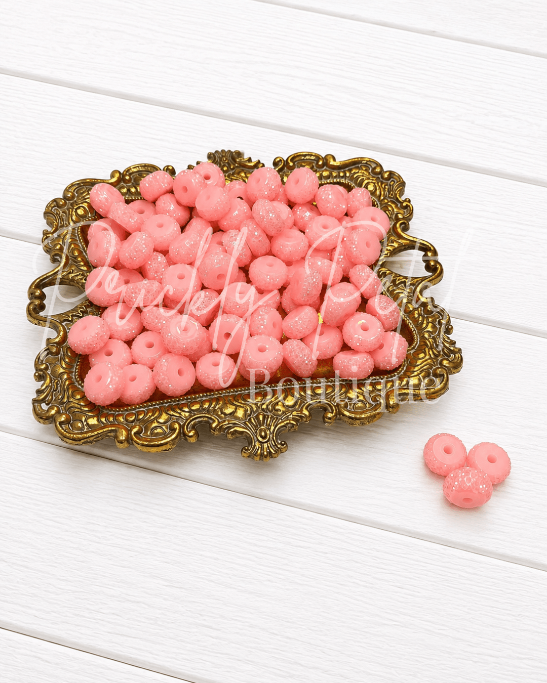 12mm Rhinestone Pavé Round Acrylic Beads- Blush Sparkle - Prickly Petal Boutique