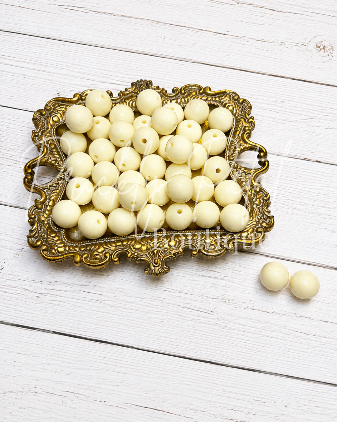 14mm Buttercream Gardenia Solid Acrylic Bubblegum Beads