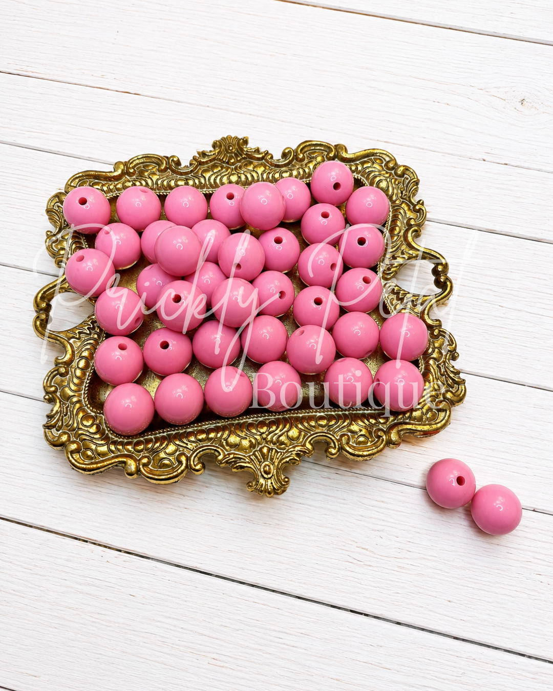 14mm Carnation Kiss Solid Acrylic Bubblegum Beads
