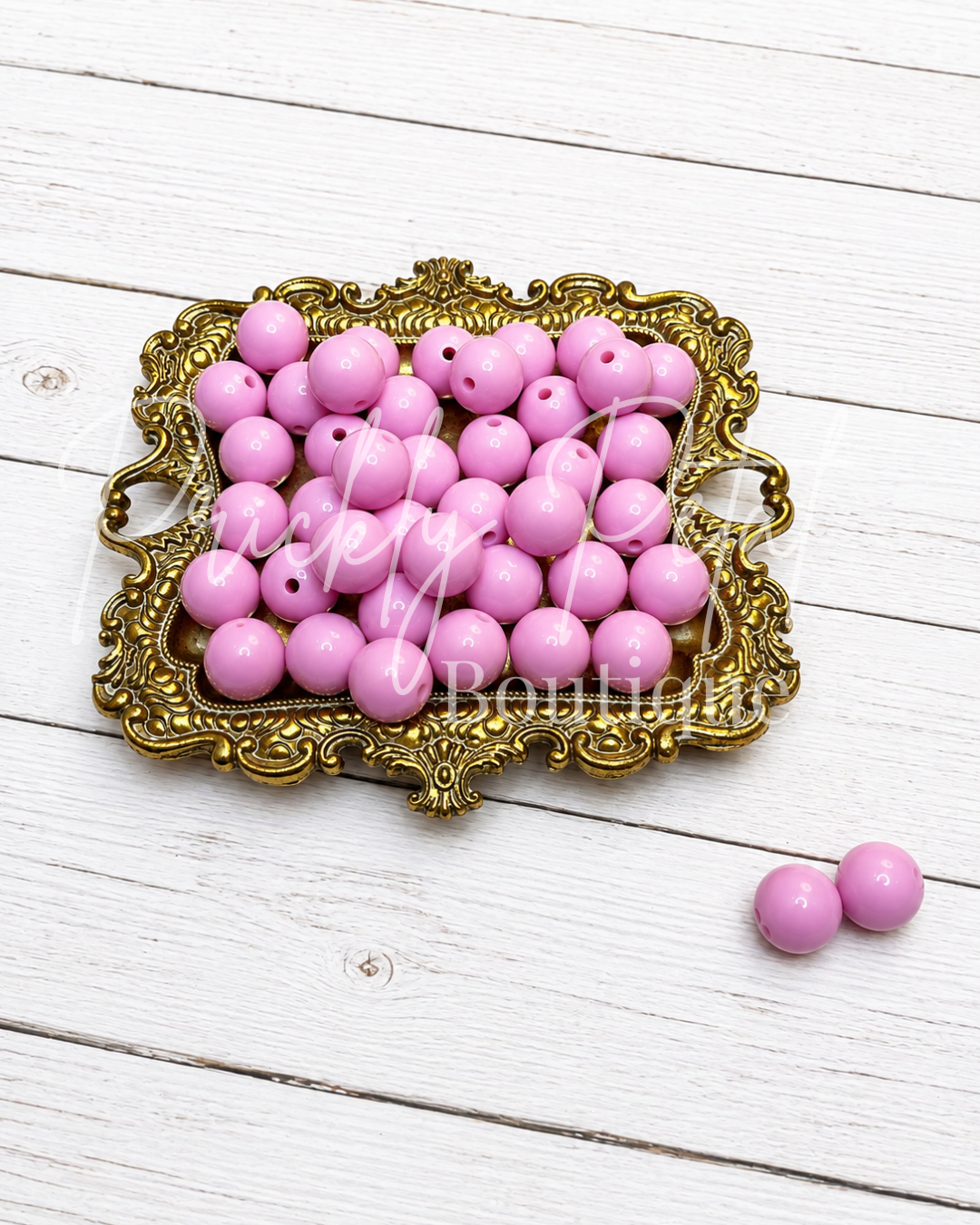 14mm Pink Hollyhock Solid Acrylic Bubblegum Beads