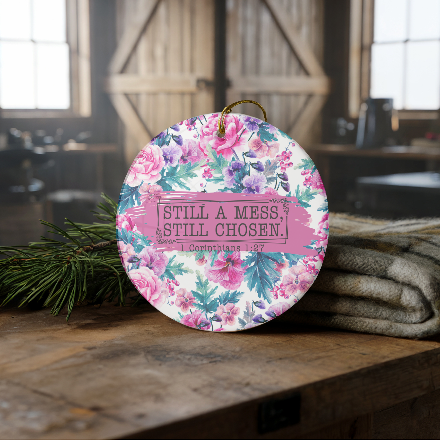 Still a Mess, Still Chosen — Ceramic Scripture Ornament
