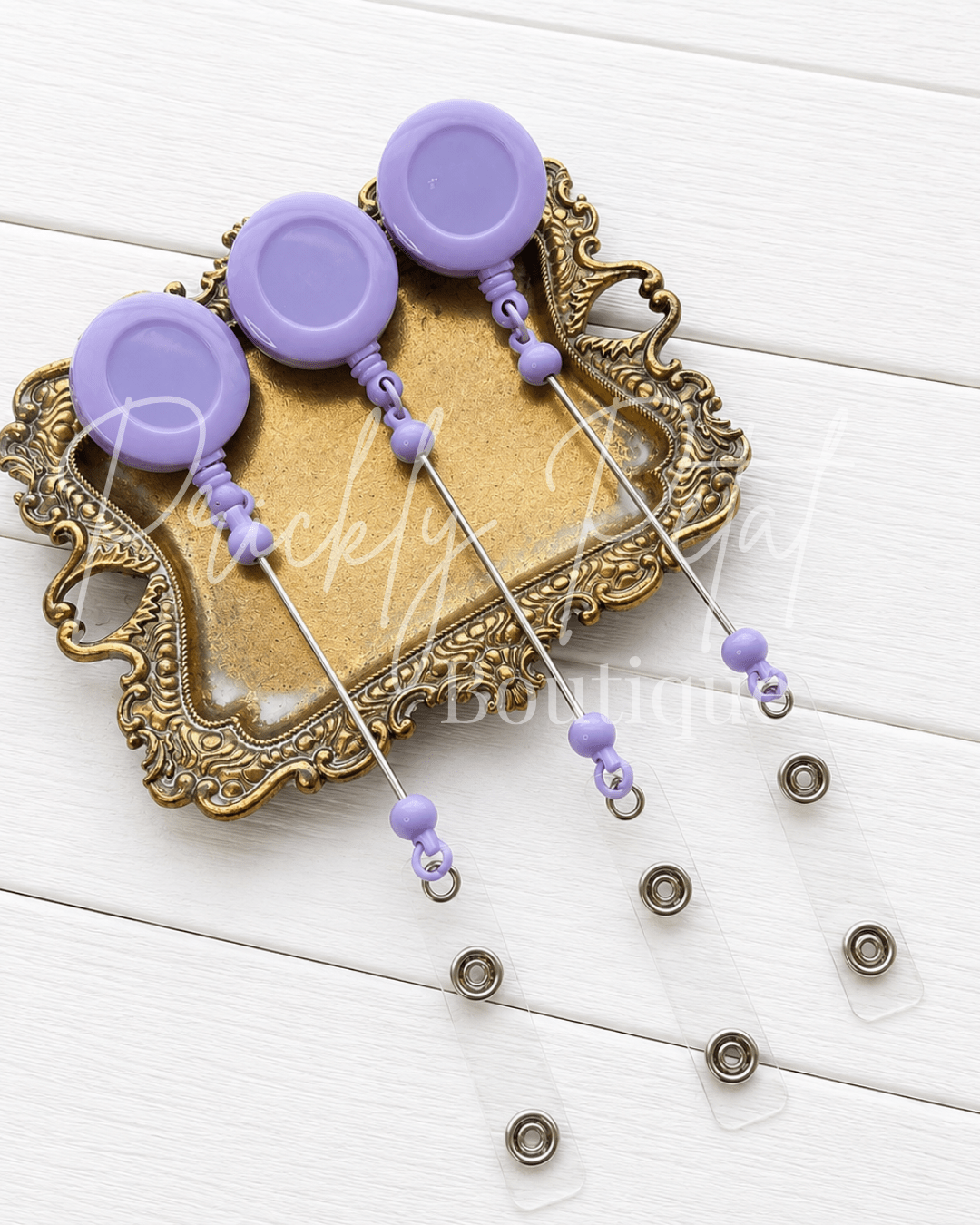 Beadable Badge Reel-Light Purple - Prickly Petal Boutique