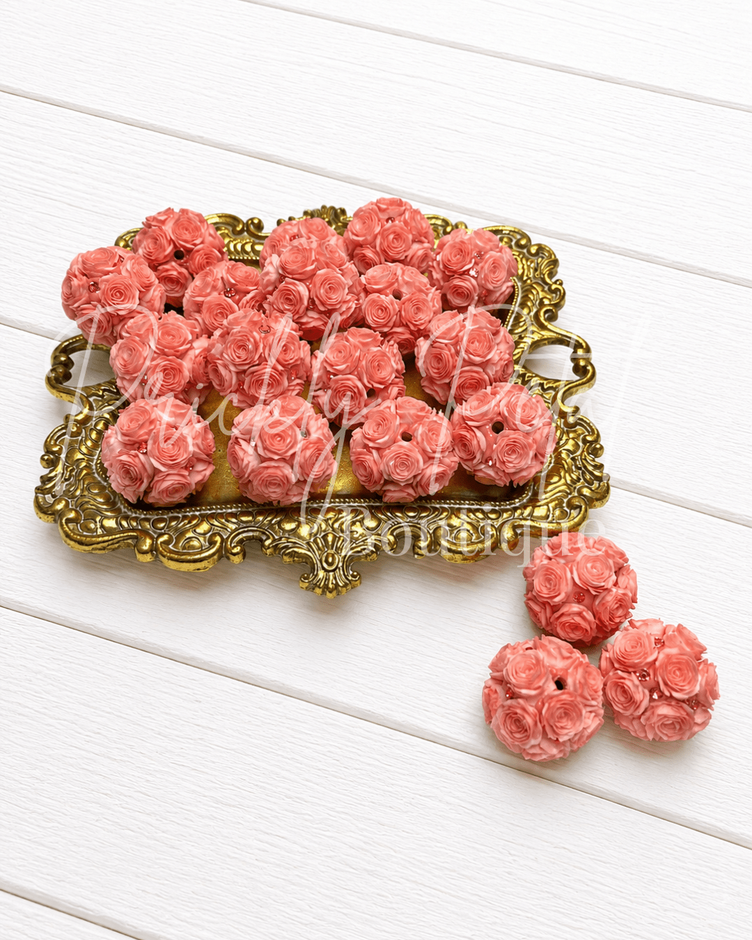 Coral Rose Bouquet Handmade Clay Beads - Prickly Petal Boutique