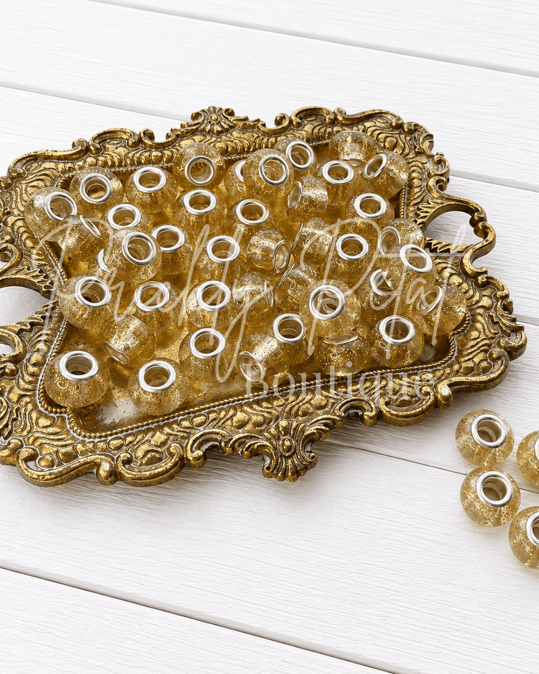 European Large Hole Bead- Champagne Sparkle - Prickly Petal Boutique