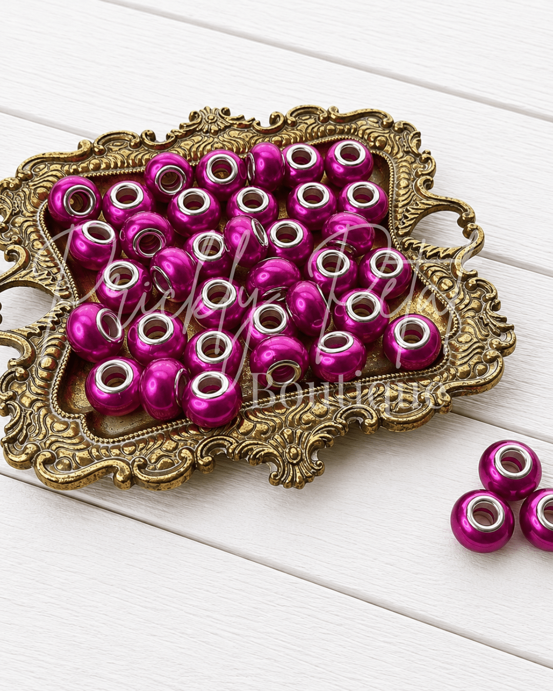 European Large Hole Bead- Fuchsia Bloom - Prickly Petal Boutique