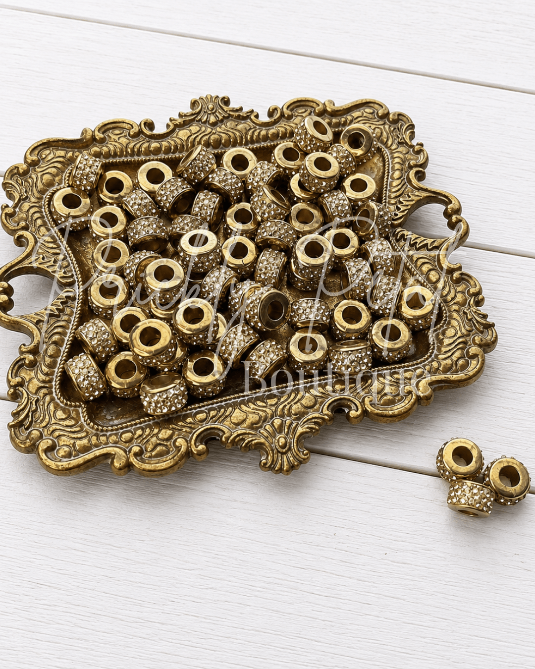 European Large Hole Bead- Gilded Champagne - Prickly Petal Boutique