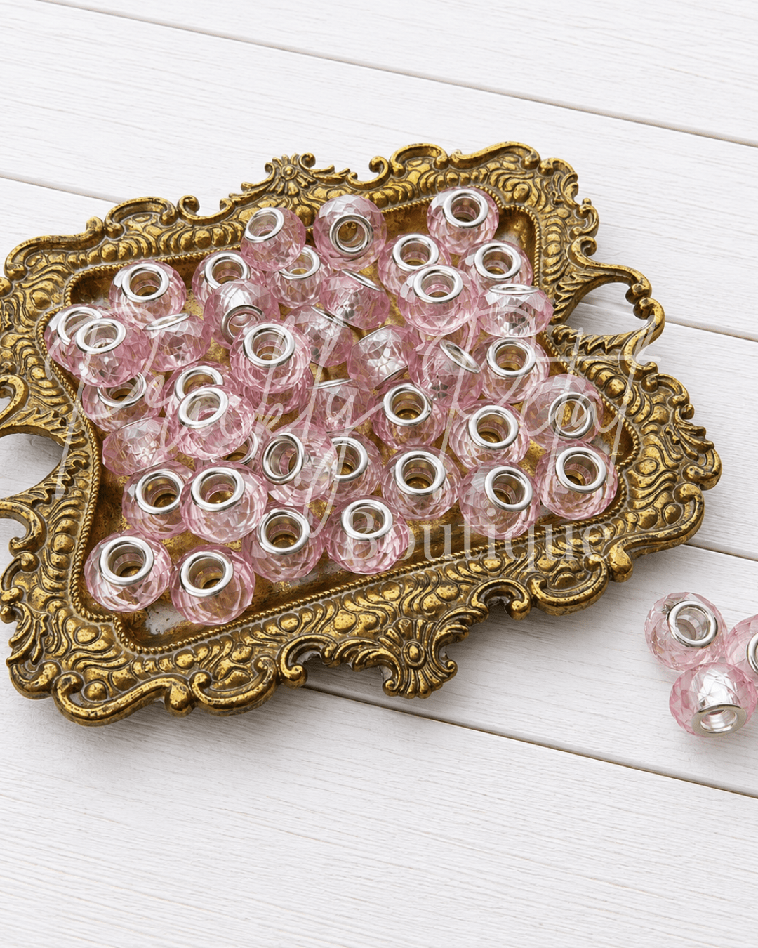 European Large Hole Bead- Rose Quartz - Prickly Petal Boutique