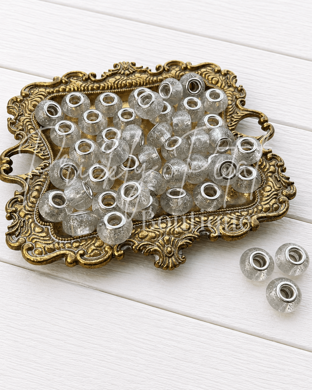 European Large Hole Bead- Silver Frost - Prickly Petal Boutique