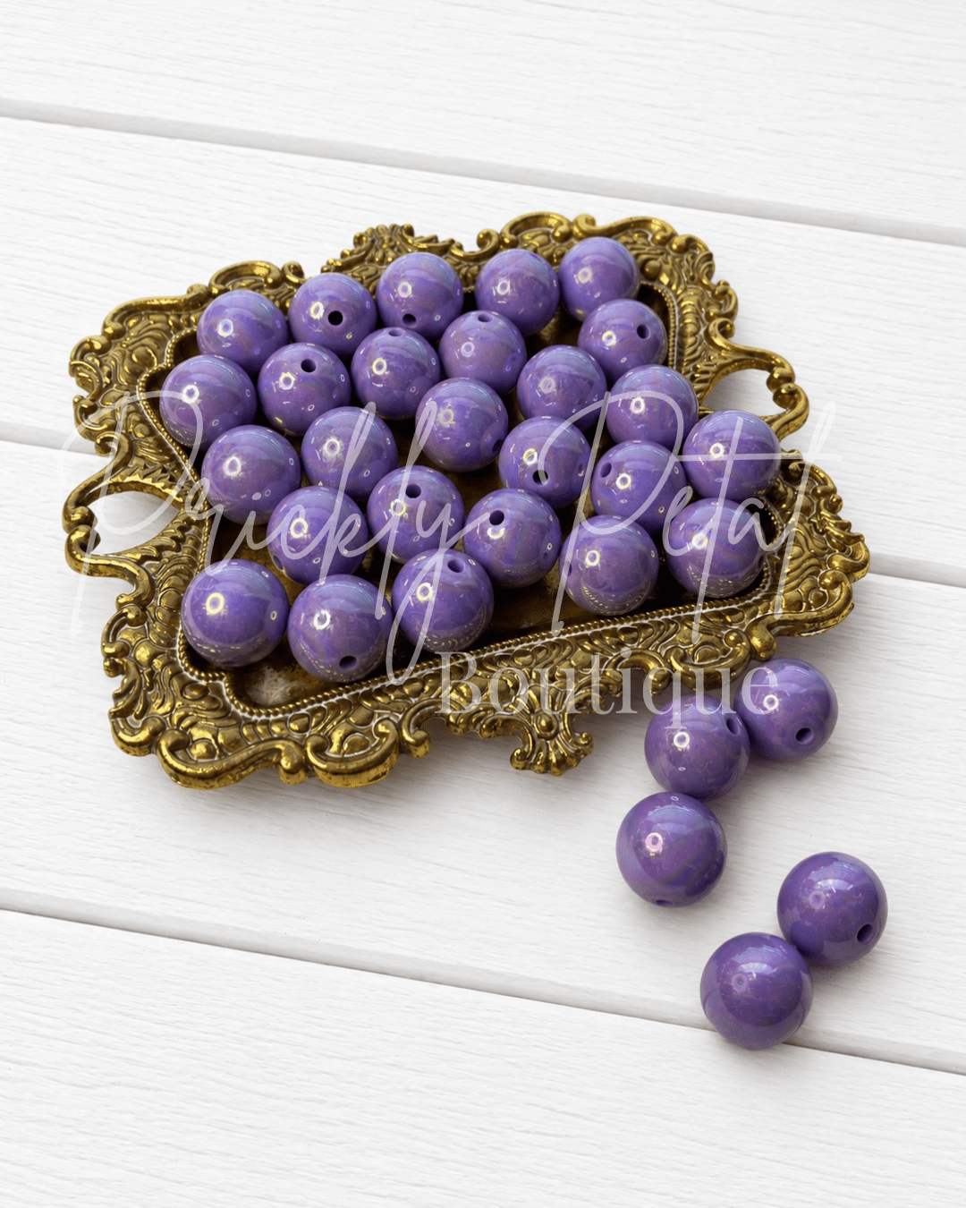 Pearlescent 16mm Chunky Bubblegum Bead-Grape Hyacinth - Prickly Petal Boutique