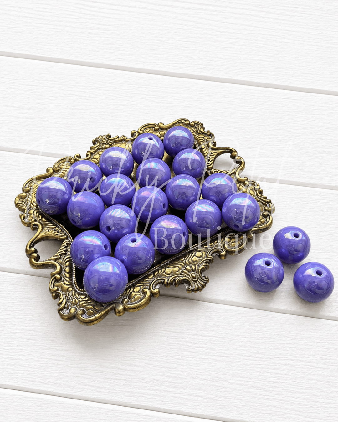Pearlescent 20mm Chunky Bubblegum Bead- Violet Garden - Prickly Petal Boutique