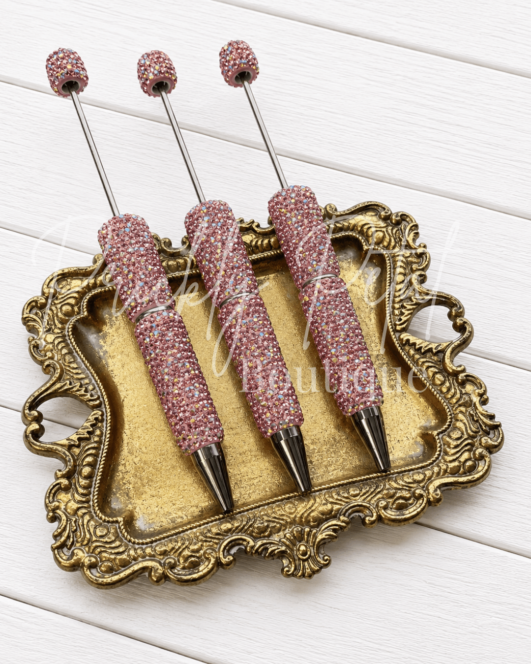 Beadable Rhinestone Pen- Light Pink - Prickly Petal Boutique