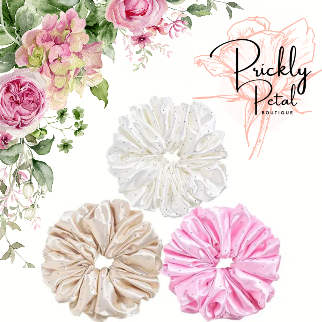 Rhinestone Silk Scrunchie