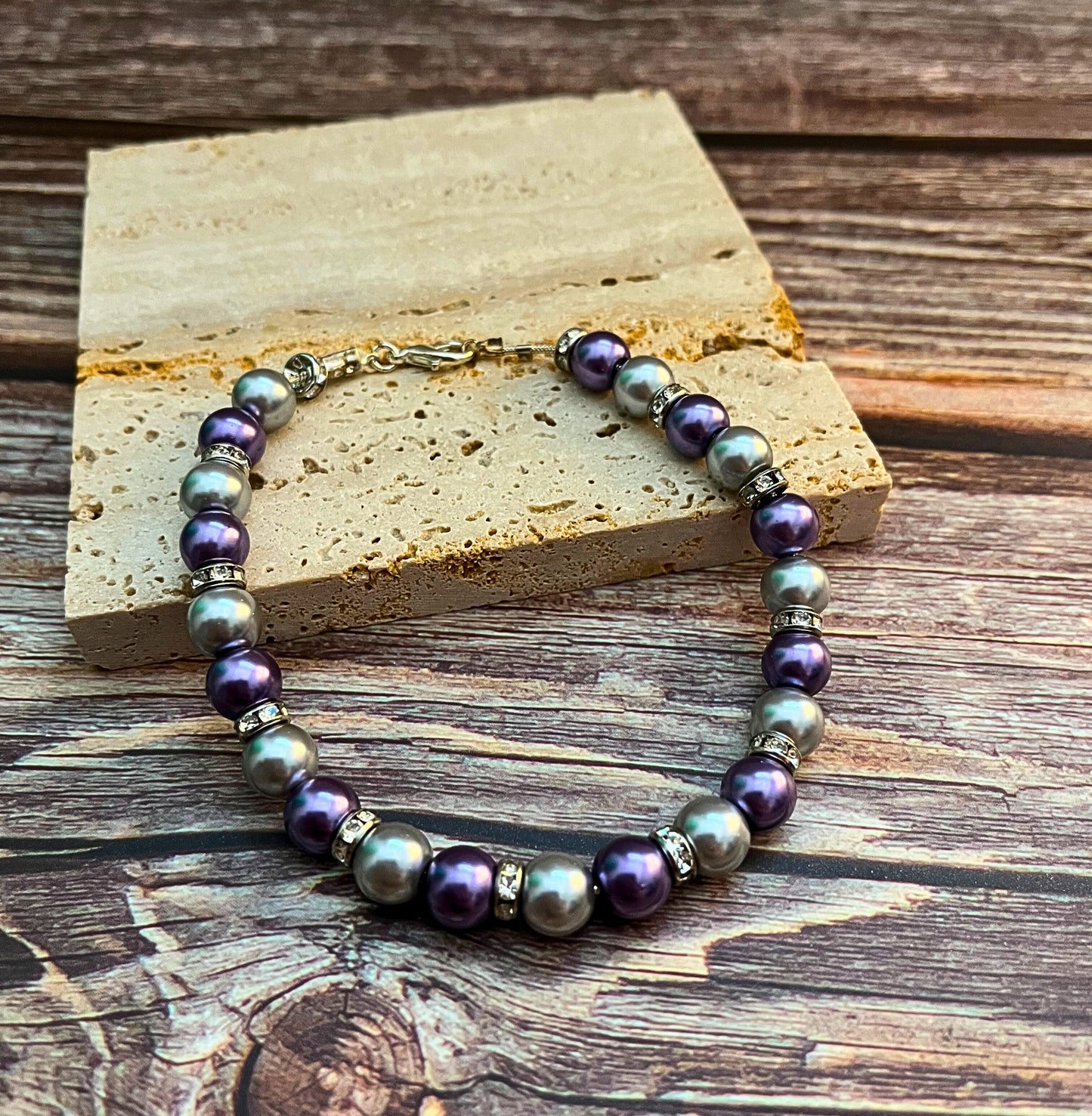 Purple & Silver Rhinestone Bracelet