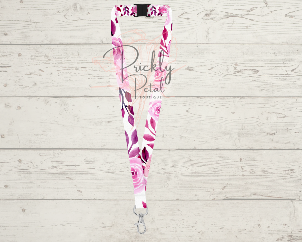 Watercolor Floral Breakaway Lanyard | Prickly Petal Boutique