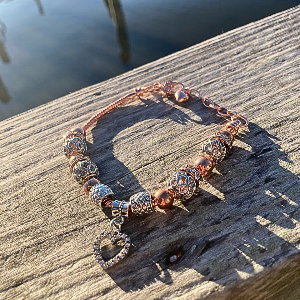 Rose Hearts Charm Bracelet