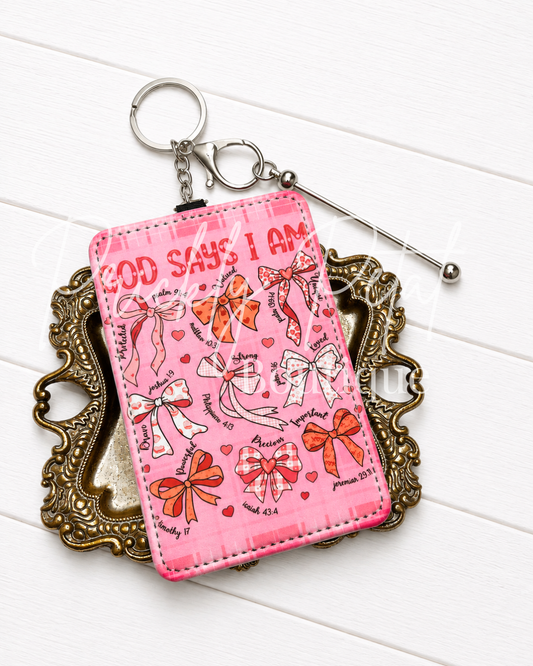 Floral Christian Beadable ID Card Wallet with Beadable Bar – Who He Says I Am