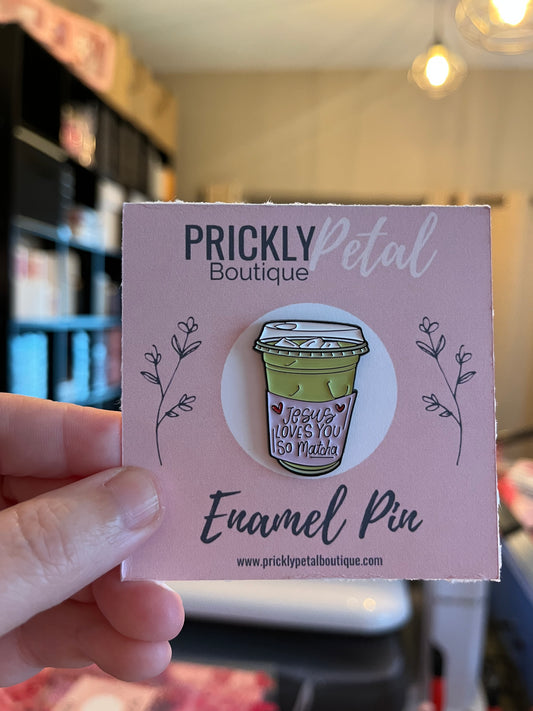 Jesus Loves you so Matcha pin|Christian Enamel Pin