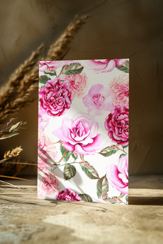 Pink Rose Greeting Card Set